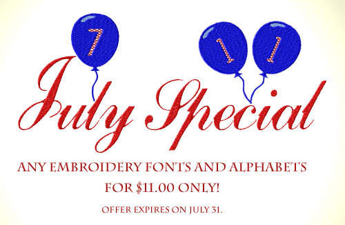 Only $11.00 for Any Embroidery Fonts and Alphabets 
