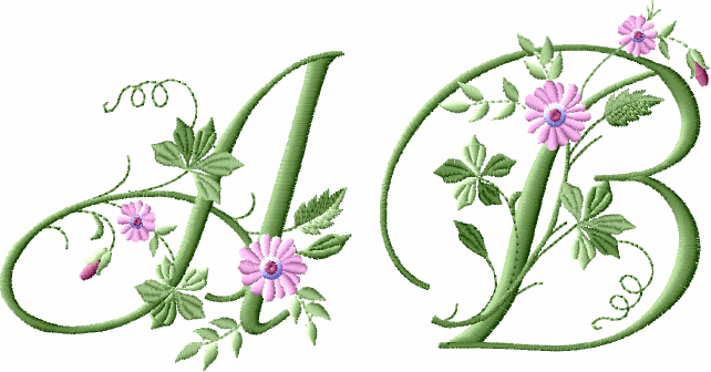 Elegant Floral Initials alphabet machine embroidery designs